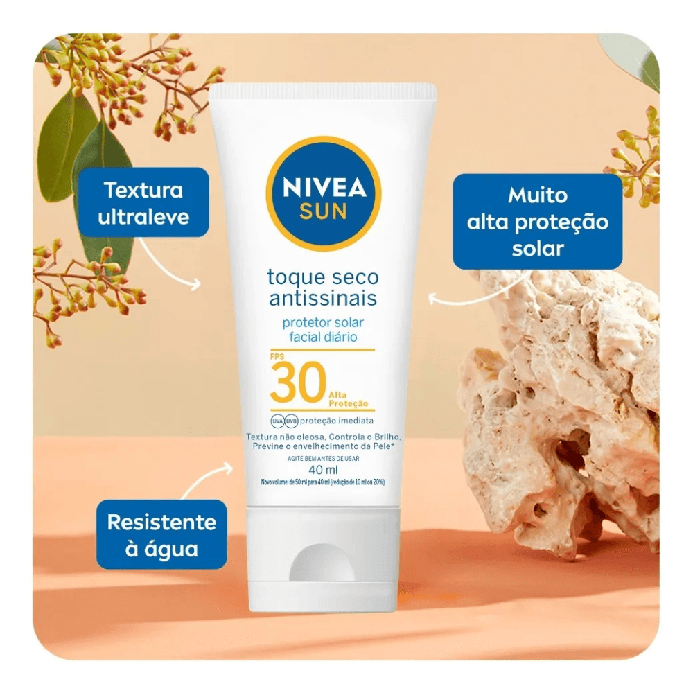 Protetor Solar Facial Nivea FPS 30 Toque Seco Antissinais 40ml